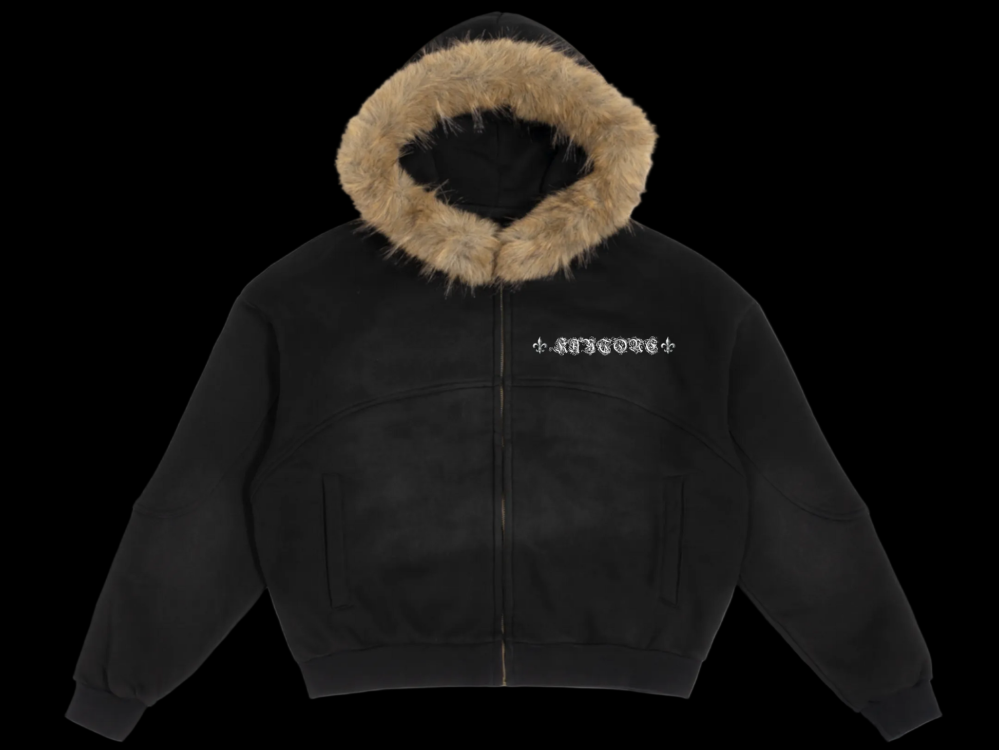 Sun Fade Boxy Detachable Fur Hoodie