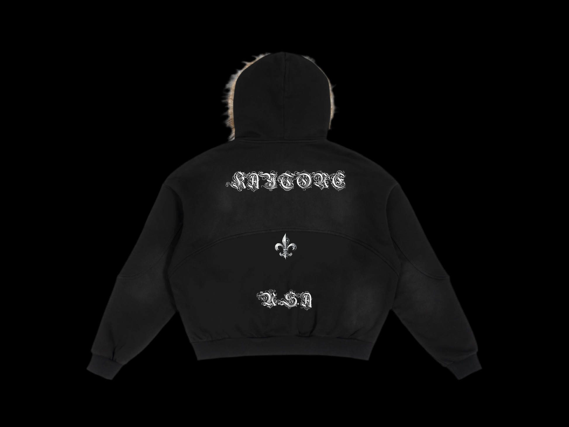 Sun Fade Boxy Detachable Fur Hoodie