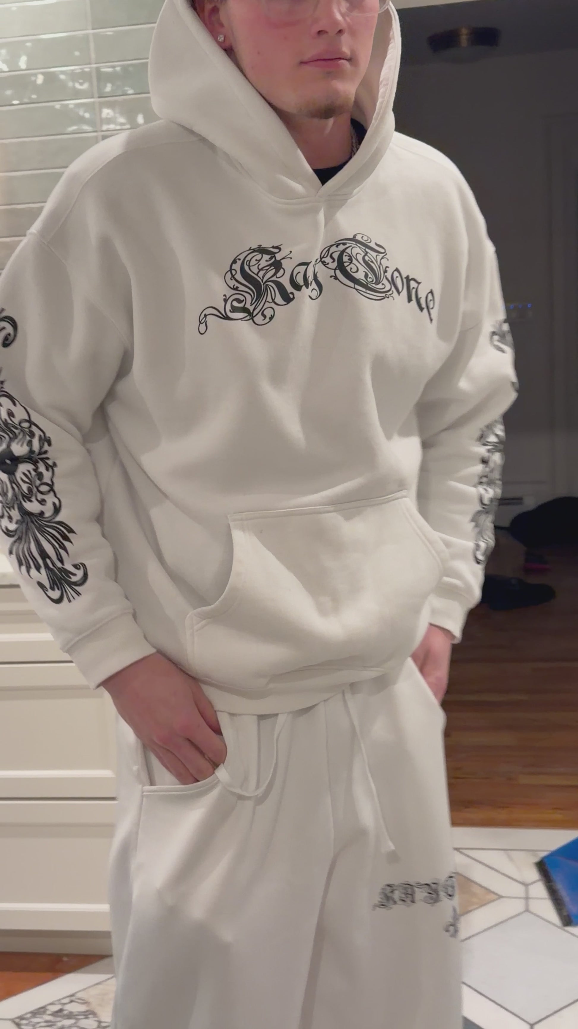 Oversize White Fleeced Hoodie