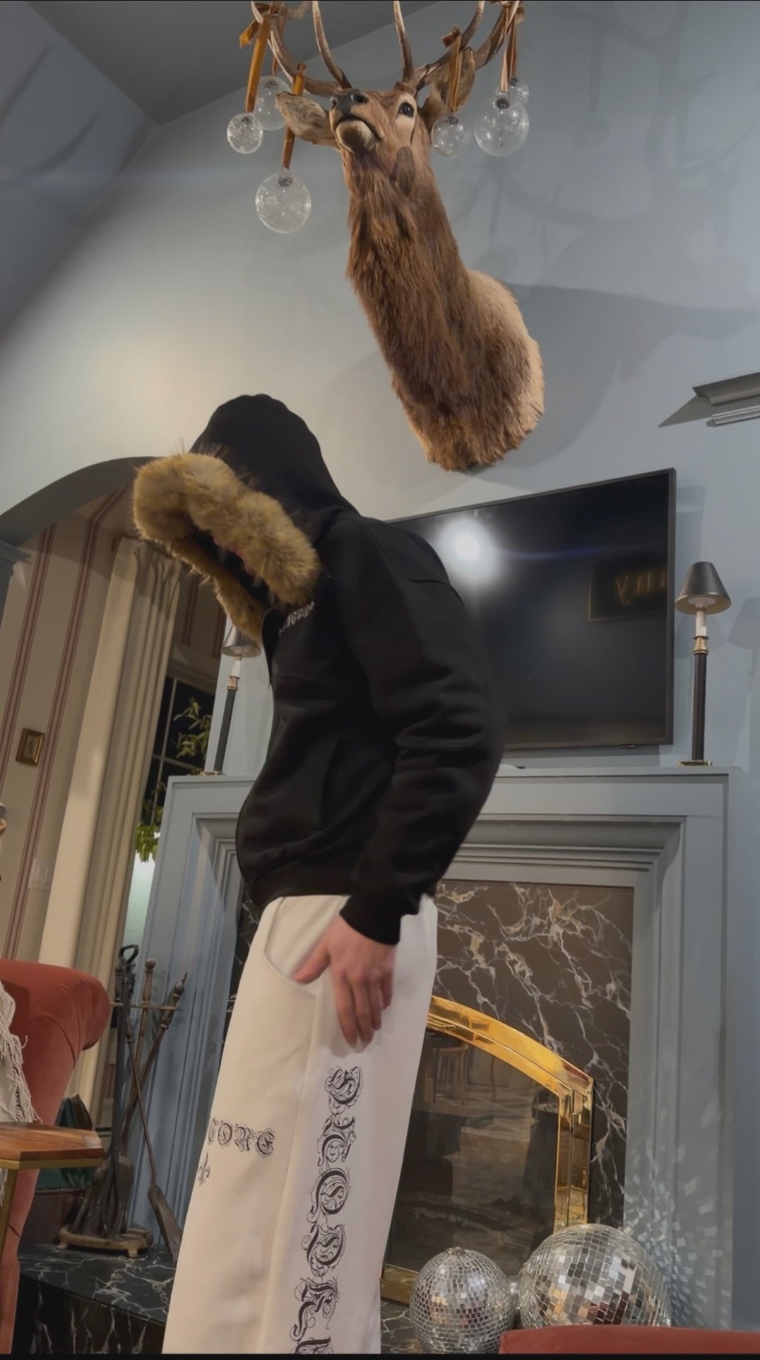 Sun Fade Boxy Detachable Fur Hoodie